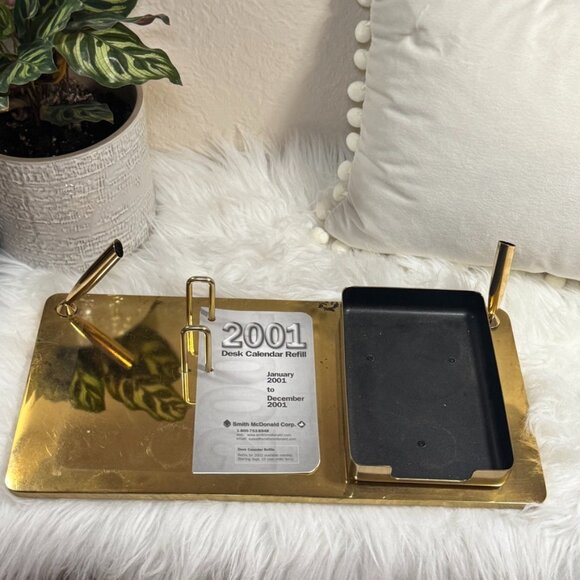 McDonald Other - Vintage Gold Desk Organizer Set | Heavy Brass Calendar & Pen Holder | McDonald
